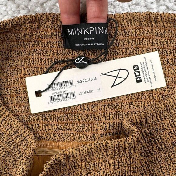 MinkPink Luca Mini Skirt Leopard Metallic Brown Black NEW - Picture 4 of 9